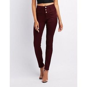 Refuge high-waisted burgundy skinny jeans